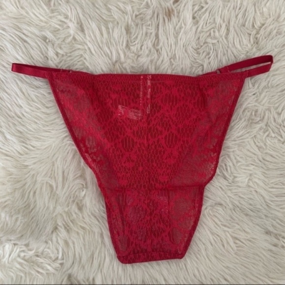 Free People red lace Tameeka high cut panty S New With Tags - Picture 5 of 7
